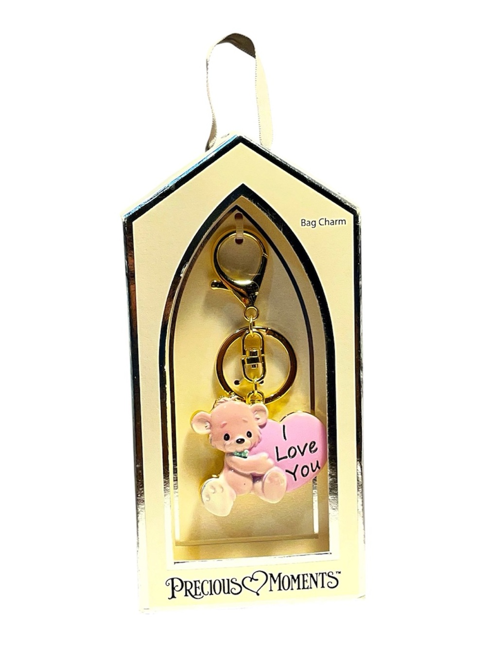 Precious Moments "I Love You" Teddy Bear Bag Charm Keychain - NWT **